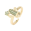 Adjustable Brass Micro Pave Cubic Zirconia Cuff Rings for Women RJEW-B138-02G-4