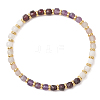 Natural Rose Quartz & Garnet & Rainbow Moonstone & Amethyst Beaded Stretch Bracelets BJEW-JB13485-01-2