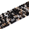 Natural Black Agate Beads Strands G-T143-09-4