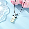 Glass Seed Beads & Glass Pearl Round Beaded Bear Pendant Waxed Cotton Cord Necklaces for Women Men NJEW-MZ00126-05-1