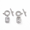 Brass Pave Clear Cubic Zirconia Toggle Clasps KK-E068-VC184-2