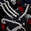 5Pcs 5 Style Acrylic Pearl Braided Stretch Chain Belt with Alloy Clasp AJEW-GA0004-49-5