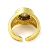 Brass Glass Round Wide Open Cuff Ring for Women RJEW-U003-19C-G-3