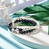 2Pcs 2 Style Natural Howlite & Lava Rock Round Beaded Stretch Bracelets Set with Yin Yang BJEW-JB07644-2