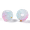 Frosted Baking Paint Crackle Glass Beads with Glitter Powder X1-DGLA-T004-6mm-01L-3