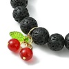 Natural Lava Rock Round Beaded Stretch Bracelet BJEW-JB09804-3