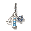 Rack Plating Alloy Rhinestone European Dangle Charms PALLOY-P307-22P-1