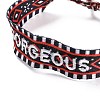 Word Gorgeous Polycotton(Polyester Cotton) Braided Bracelet with Tassel Charm LS-BJEW-F429-03-2