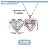 2Pcs 316 Surgical Stainless Steel Heart Photo Locket Pendant Cable Chain Necklaces for Women NJEW-DC0001-15P-2