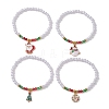 4Pcs 4 Styles Electroplate Glass & Imitated Pearl Acrylic Beaded Stretch Bracelet Sets BJEW-JB10415-1