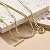 Brass Round Snake Chain Necklaces with OT Clasps for Men Women NJEW-G160-06G-1