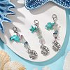 3Pcs Conch Alloy & Natural Fluorite Chips Pendant Decorations HJEW-JM02921-2