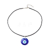 Blue Lampwork Evil Eye Pendant Necklace with Waxed Cord for Women NJEW-JN03955-04-4