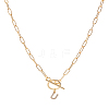1Pc 304 Stainless Steel Chain & Brass Micro Pave Cubic Zirconia Letter Pendant Necklaces NJEW-LP0001-36U-G-1