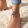 Bohemian Alloy with Synthetic Turquoise Teardrop Multi-Layered Chain Anklets for Women FS-WG424AC-01-2