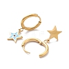 3 Pairs 3 Style Enamel Star with Evil Eye Dangle Hoop Earrings EJEW-B020-07G-3