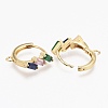 Brass Micro Pave Colorful Cubic Zirconia Huggie Hoop Earring Findings ZIRC-L098-037G-2