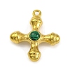 Synthetic Malachite & 304 Stainless Steel Cross Pendants STAS-H221-01G-04-1