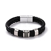 Retro Leather Braided Cord Bracelet for Men BJEW-A039-01B-1