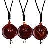 Adjustable Natural Agate Flat Round Pendant Necklaces NJEW-Q350-01B-1