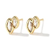 Double Horse Eye Brass Micro Pave Clear Cubic Zirconin Stud Earrings EJEW-D318-06G-5