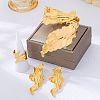 Leaf Iron Cuff Bangles & Rings & Stud Earrings Sets for Women WG5C6C1-01-3