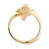 Leaf Rack Plating Brass Micro Pave Cubic Zirconia Open Cuff Rings for Women RJEW-Z059-06G-3