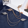 Fingerinspire 4Pcs 2 Colors Double Wing with Hanging Chain Alloy Suit Collar Brooch JEWB-FG0001-02-4