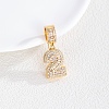 Brass Clear Cubic Zirconia European Dangle Charms KK-R003-01G-02-1