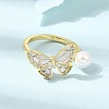 Adjustable Brass Micro Pave Cubic Zirconia Enamel Finger Rings CU-CBABA66-07B-G-1