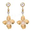 Brass Flower Dangle Stud Earrings EJEW-R014-04G-4