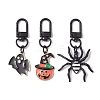 3Pcs 3 Styles Halloween Alloy Enamel Ghost/Spider/Pumpkin Pandant Decorations HJEW-JM01943-1