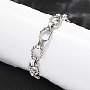 304 Stainless Steel Oval Link Chain Bracelets for Women X-BJEW-R021-09P-1