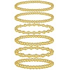 6Pcs Round Brass Beaded Stretch Bracelets for Women BJEW-SW00150-1