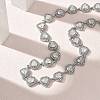 304 Stainless Steel Full Crystal Rhinestone Heart Link Chain Necklaces for Women SA-CBABBEA-01-2