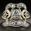 Square Brass Micro Pave Clear Cubic Zirconia Finger Rings FS-WG35D08-04-1