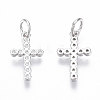 Brass Micro Pave Cubic Zirconia Tiny Cross Charms ZIRC-R109-019P-NF-1