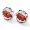 Sport Balls Glass & 304 Stainless Steel Stud Earrings for Women EJEW-H005-01P-10-1