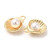 Brass with Glass Pearl Pendants KK-K333-56G-2