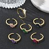Brass Micro Pave Cubic Zirconia Cuff Open Rings RJEW-Z145-03G-1
