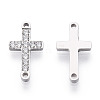 316 Surgical Stainless Steel Clear Cubic Zirconia Connector Charms X-STAS-ZX042-22S-1