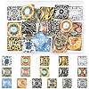 20Pcs Printed Glass Square Cabochons GGLA-FS0001-18-1