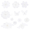 CHGCRAFT 12Pcs 12 Style Flower/Butterfly Polyester Embroidery Sew on Clothing Patches PATC-CA0001-10-1