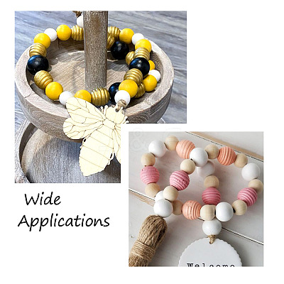 50Pcs 5 Styles Painted Natural Wood Beehive European Beads WOOD-FW0001-01-1