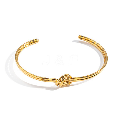 304 Stainless Steel Double-Strand Knot Open Cuff Bangles for Women BP9596-1