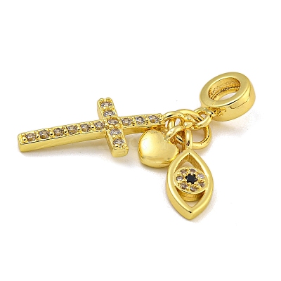 Rack Plating Brass Micro Pave Cubic Zirconia Pendants KK-I718-06G-1
