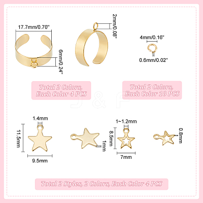 DIY Star Charm Cuff Ring Making Kit STAS-UN0051-40-1