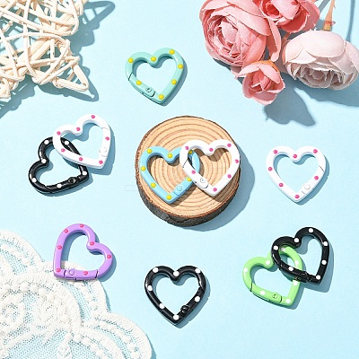 10Pcs Spray Painted Alloy Spring Gate Rings FIND-YW0008-92-1