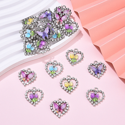 20Pcs 5 Styles Platinum Alloy Glass Pendants FIND-YW0007-61-1