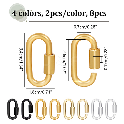 8Pcs 4 Colors Alloy Screw Carabiner Lock Charms FIND-UN0003-30-1
